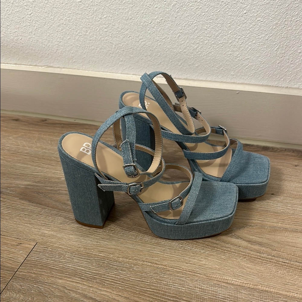 BDG Blue Platform Sandals with Chunky Heel